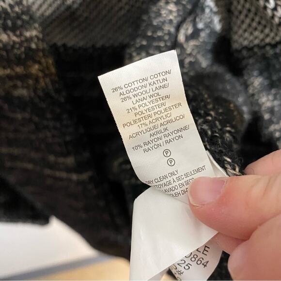 Lucky Brand Boho Printed Chunky Knit Oversized Open Front Cardigan Sweater Sz L - Picture 7 of 8